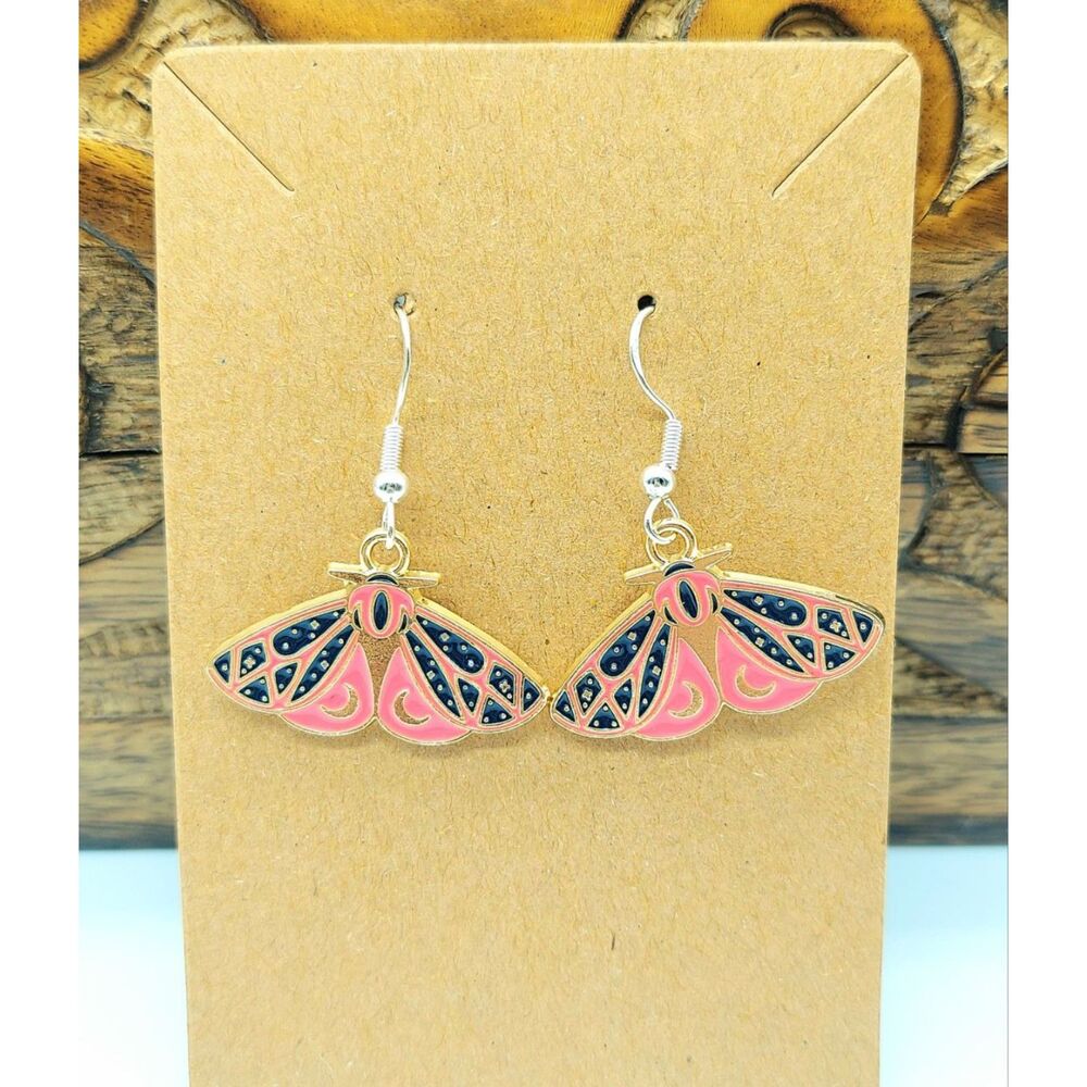 Whimsical Moth Earrings Cottagecore Fairycore Naturecore Boho